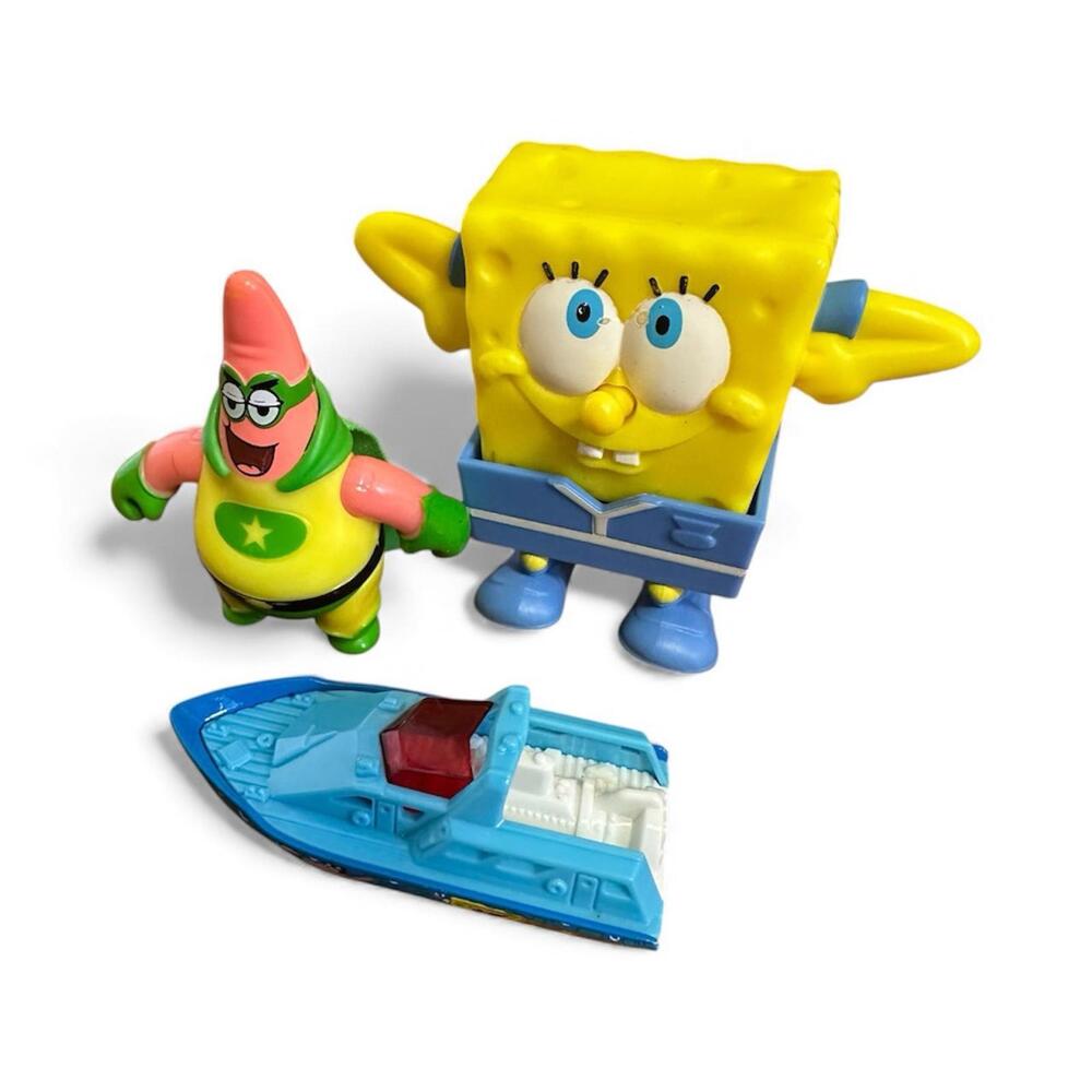 SpongeBob SquarePants Toy Lot Matchbox 2000 Rescue Boat Patrick Superhero Figure